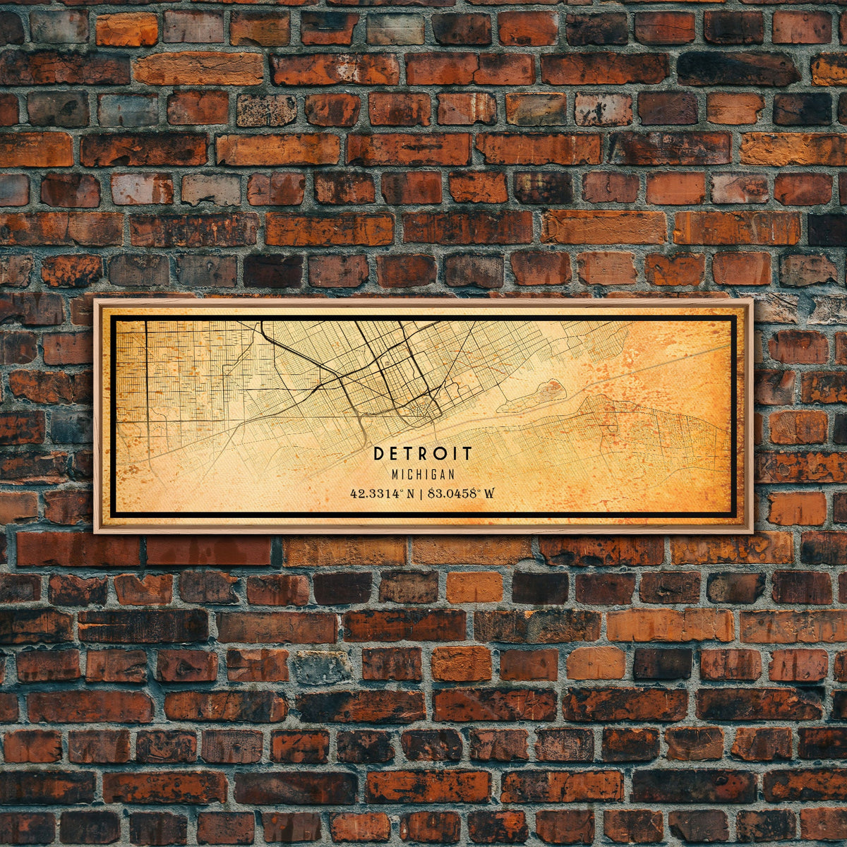 Vintage Detroit Map Wall Art