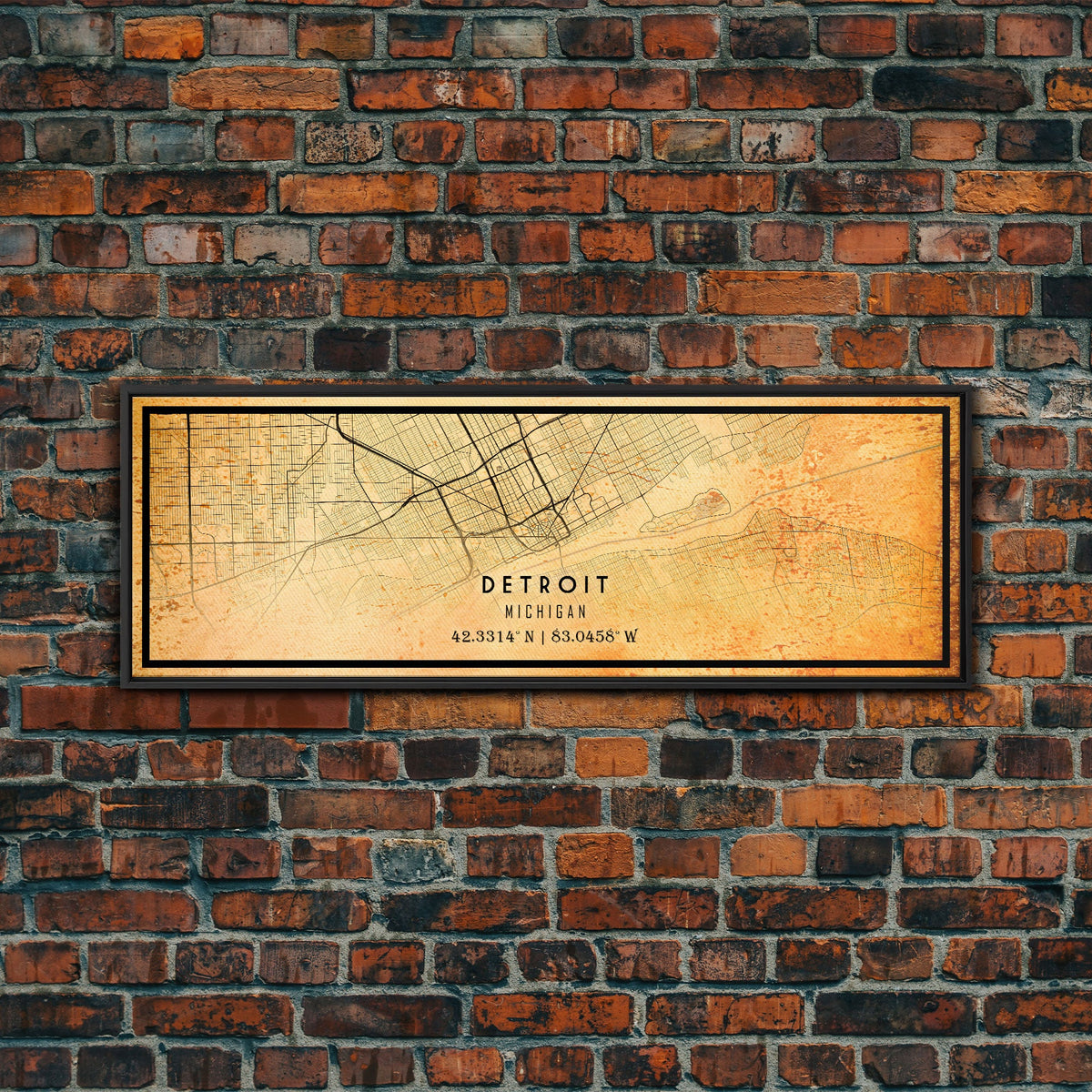 Vintage Detroit Map Wall Art