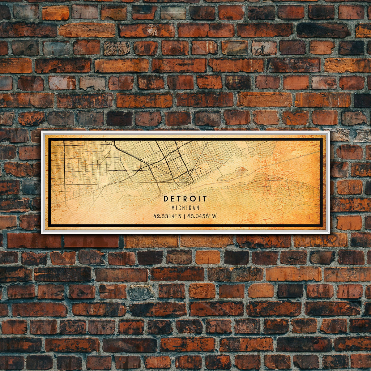 Vintage Detroit Map Wall Art