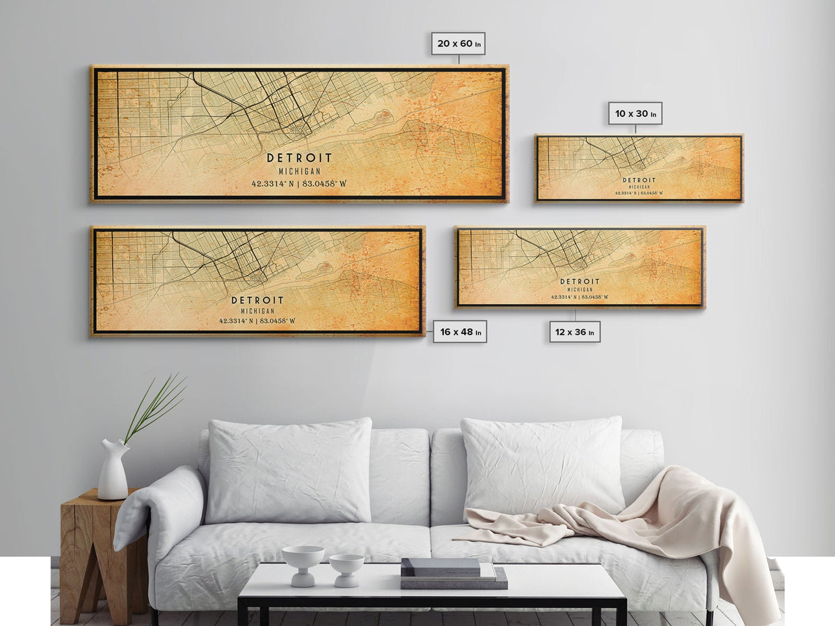 Vintage Detroit Map Wall Art