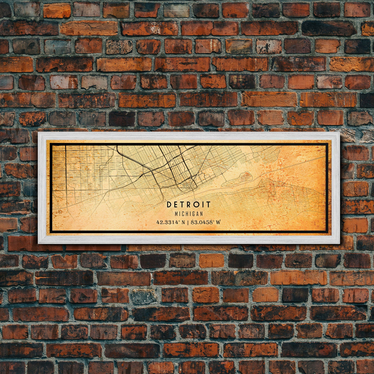 Vintage Detroit Map Wall Art