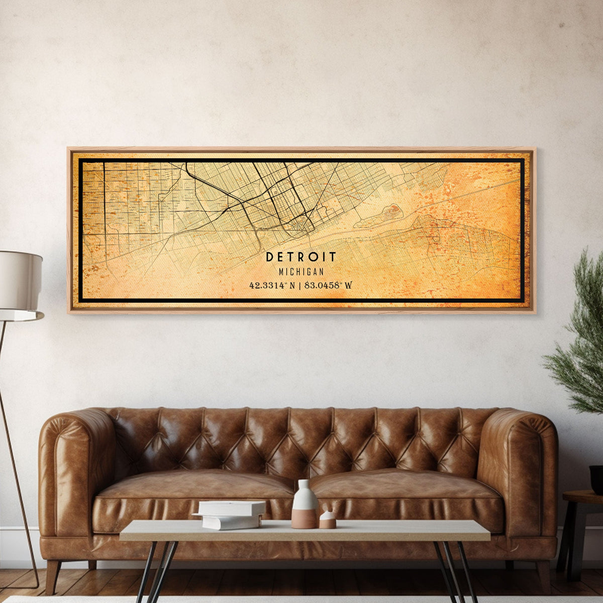 Vintage Detroit Map Wall Art