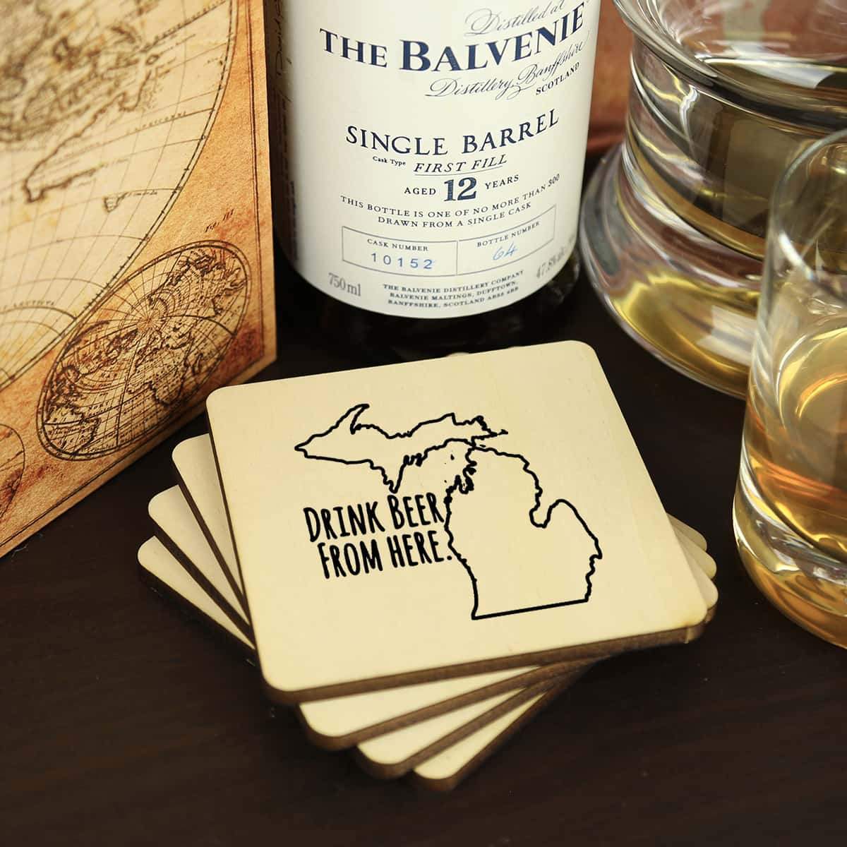 Michigan “Drink Beer From Here” Coasters