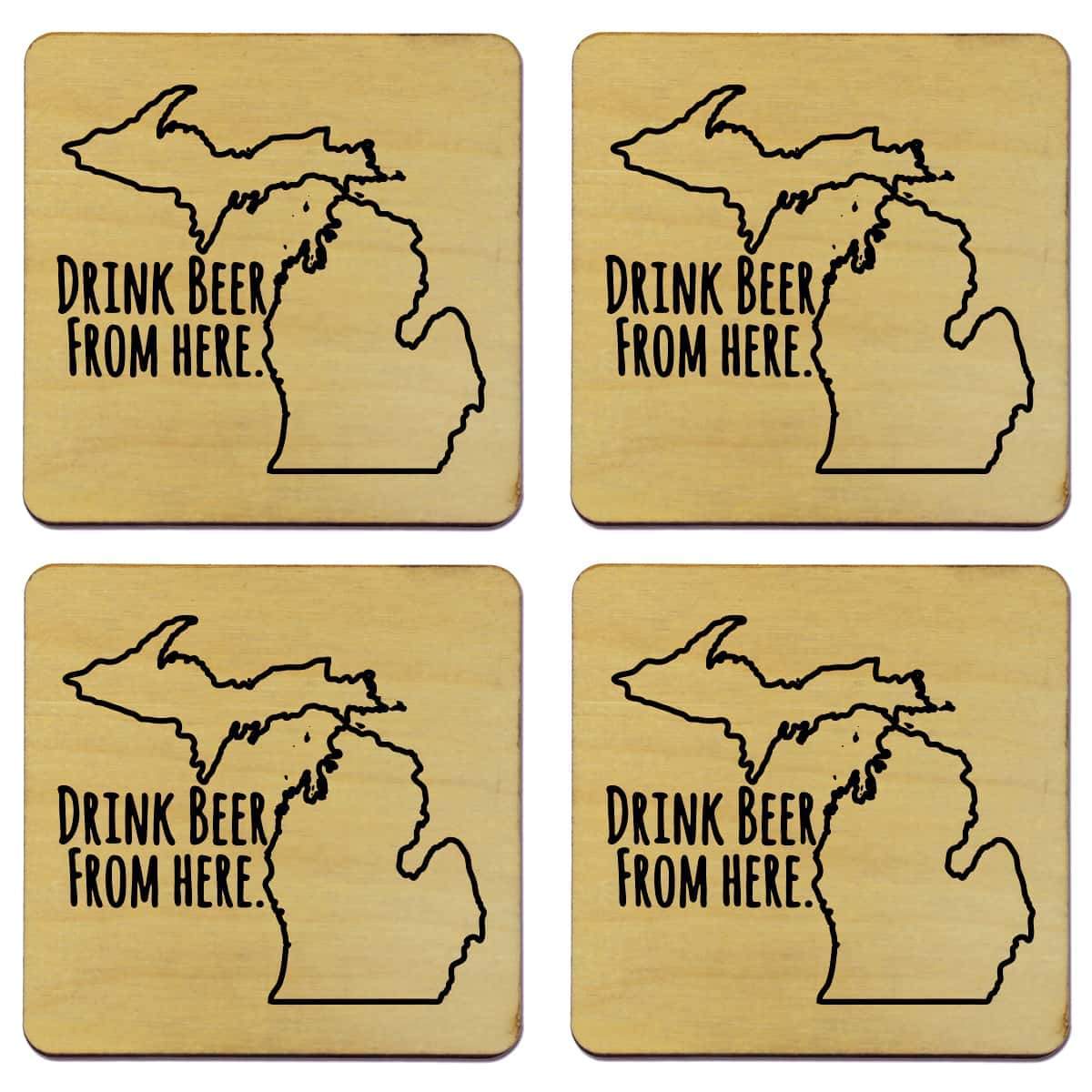 Michigan “Drink Beer From Here” Coasters