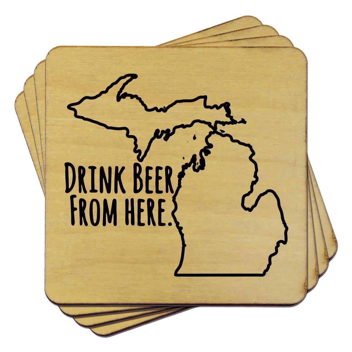 Michigan “Drink Beer From Here” Coasters